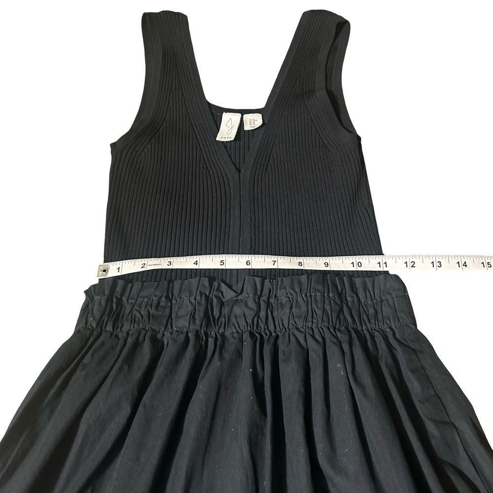 Joie Black Ribbed Knit Poplin Mini Dress Fit & Flare Sleeveless Size M - Picture 8 of 8